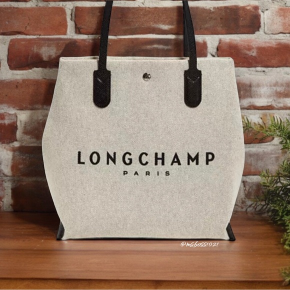 Longchamp Essential Toile Large Canvas Tote + Pouch in Ecru NWT - Picture 5 of 12